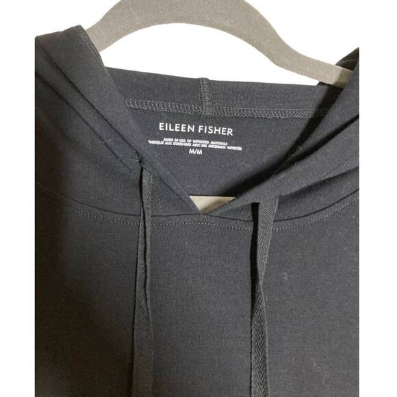 Eileen Fisher Black Hooded Long Sleeve Tunic Pullover - M - Picture 2 of 4